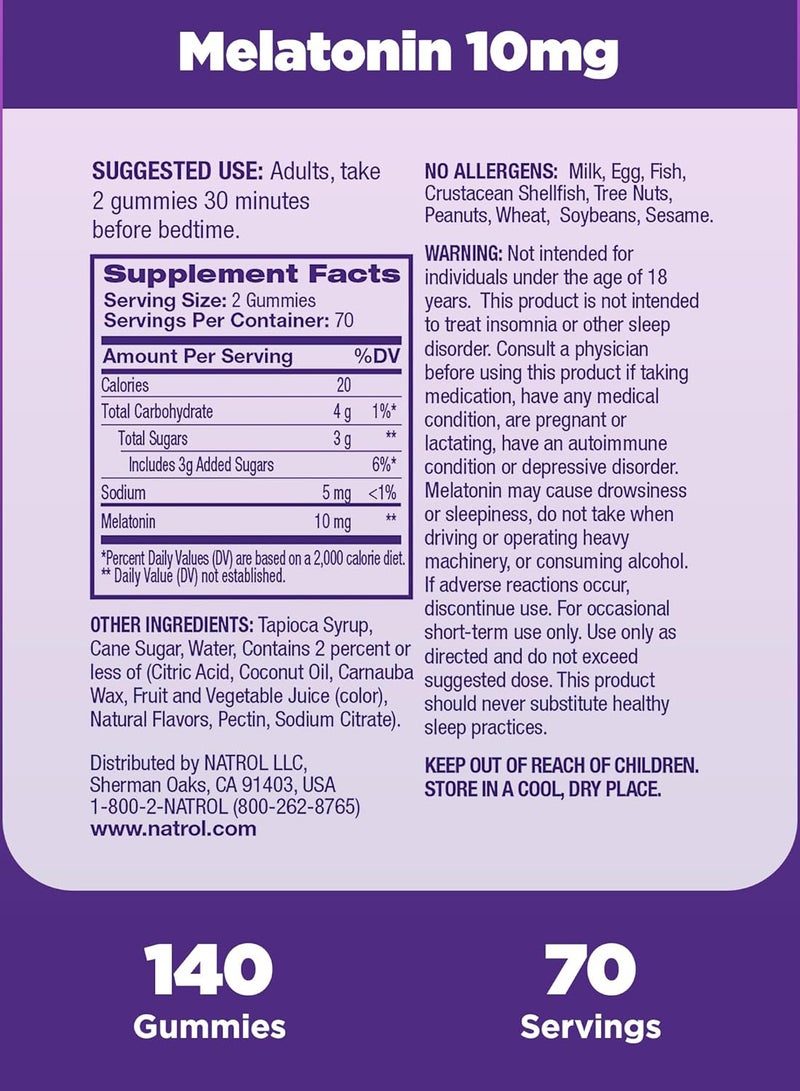 Natrol Melatonin 10mg, Strawberry 140 Gummies Packaging may vary - Image 5